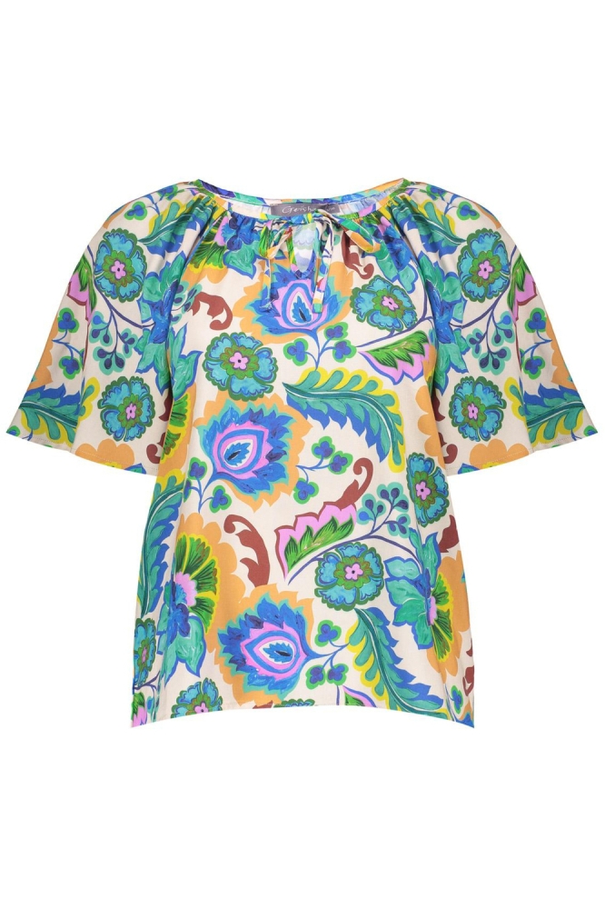 KLEURRIJK T SHIRT MET KORTE MOUWEN 53474 20 000718 ECRU/BLUE/GREEN